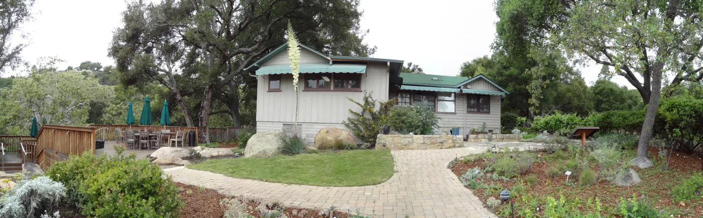 Cottage, Home Demonstration Garden, wood deck, panorama