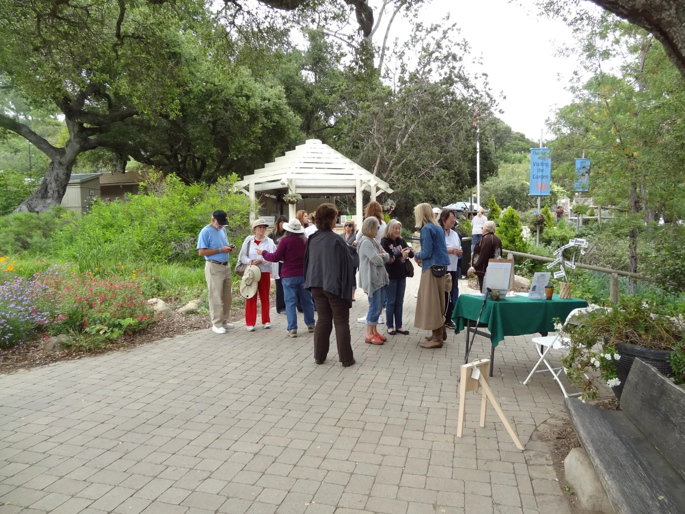 Visitors at Entrance kiosk, National Public Gardens Day 2012, SBBG
