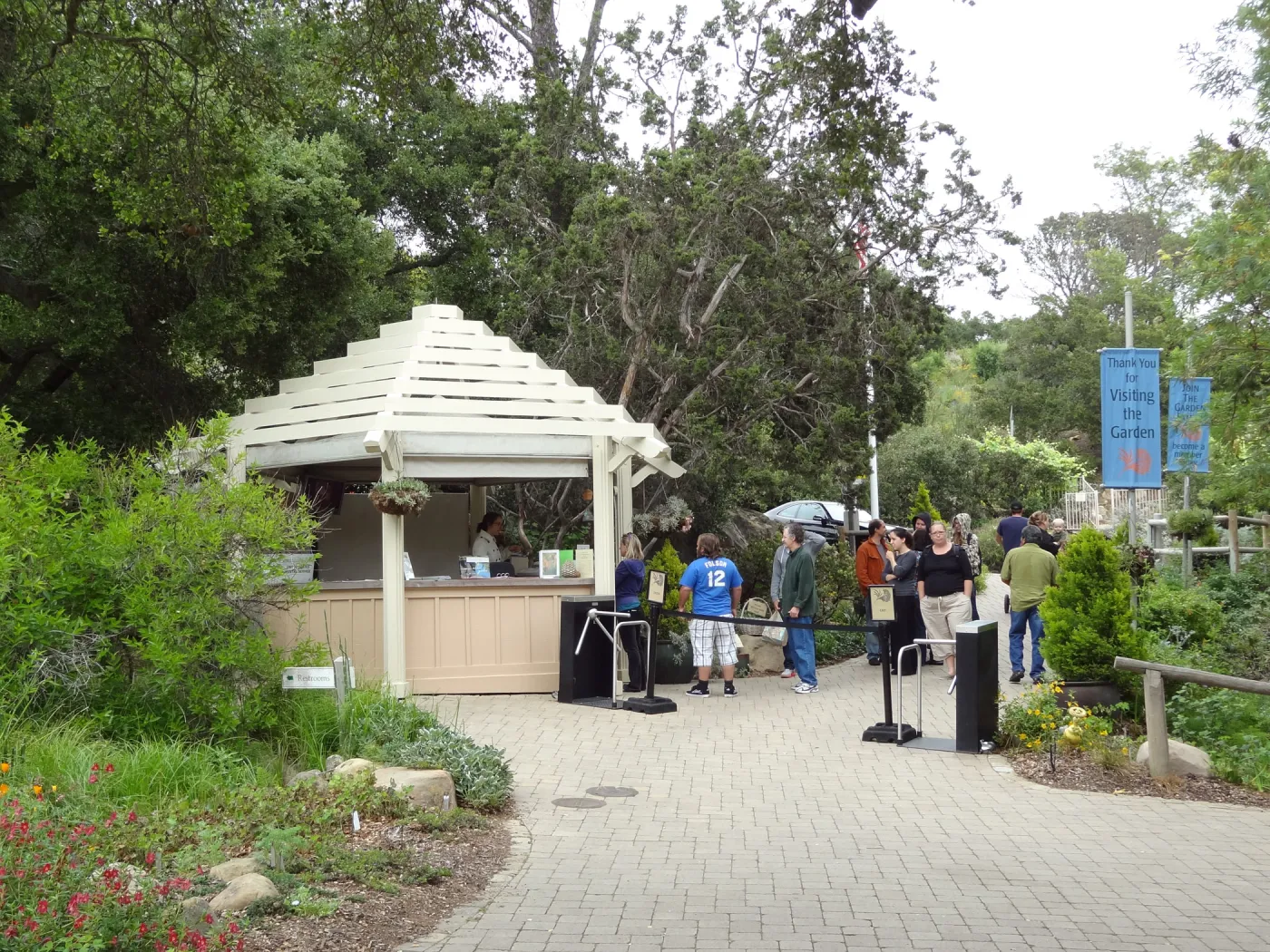 Visitors at Entrance kiosk, National Public Gardens Day 2012, SBBG