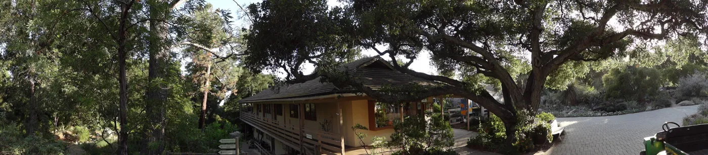 North wing, Garden Shop and Garden Entrance oak panorama