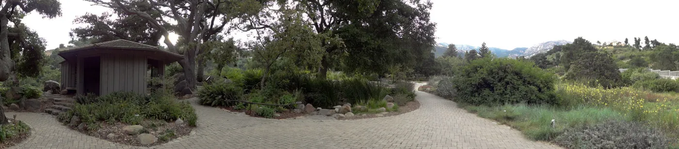 Information Kiosk and Meadow Pond, panorama
