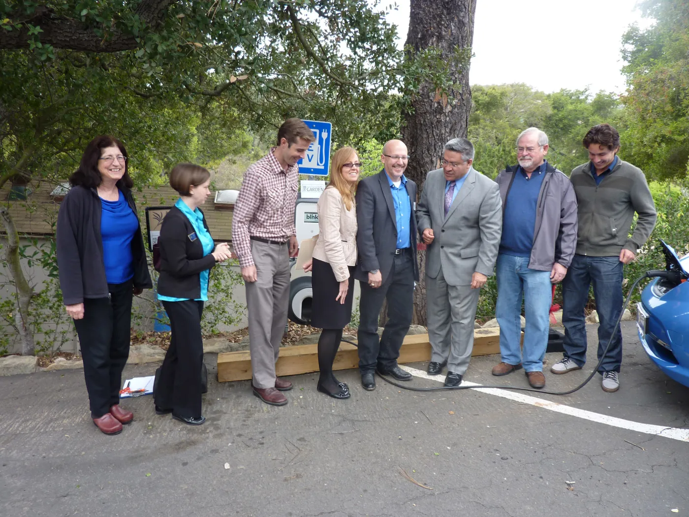SBBG Electric Vehicle (EV) charging station event, Salud Carbajal, John Weiman, Steve Windhager