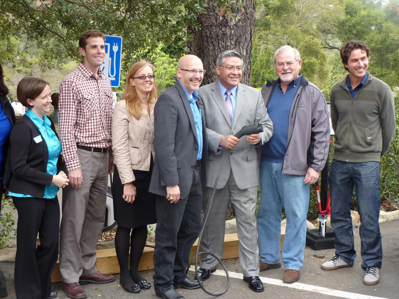 SBBG Electric Vehicle (EV) charging station event, Salud Carbajal, John Weiman, Steve Windhager
