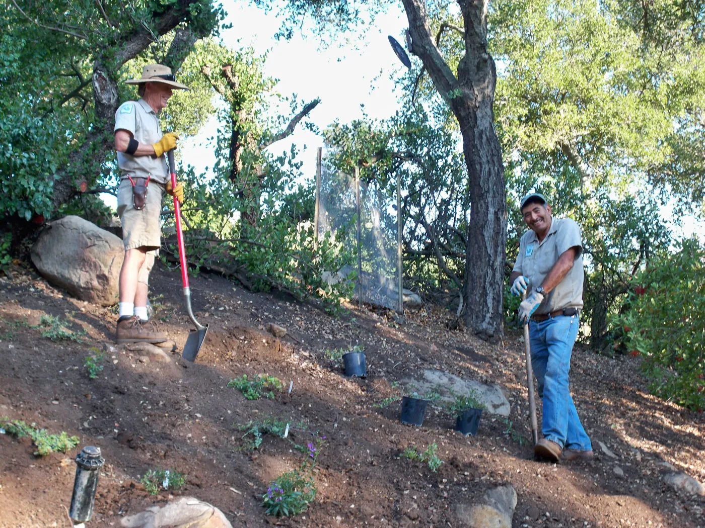 SBBG gardeners, Jay Kendall and Manuel Gonzalez