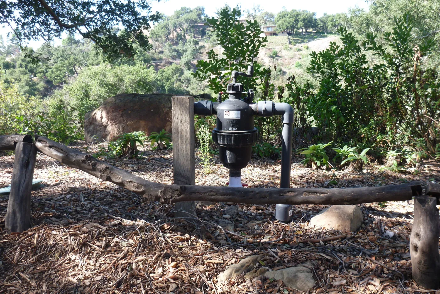 SBBG Irrigation system, canyon rim, Meadow Oaks