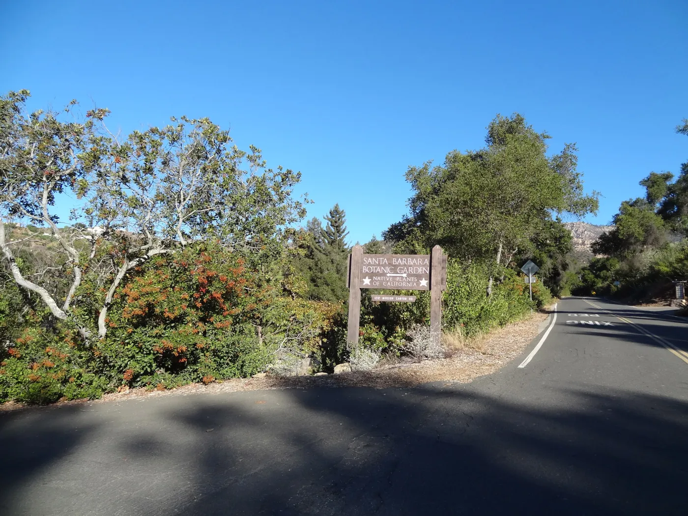 SBBG Entrance sign, wood sign, Santa Barbara Botanic Garden