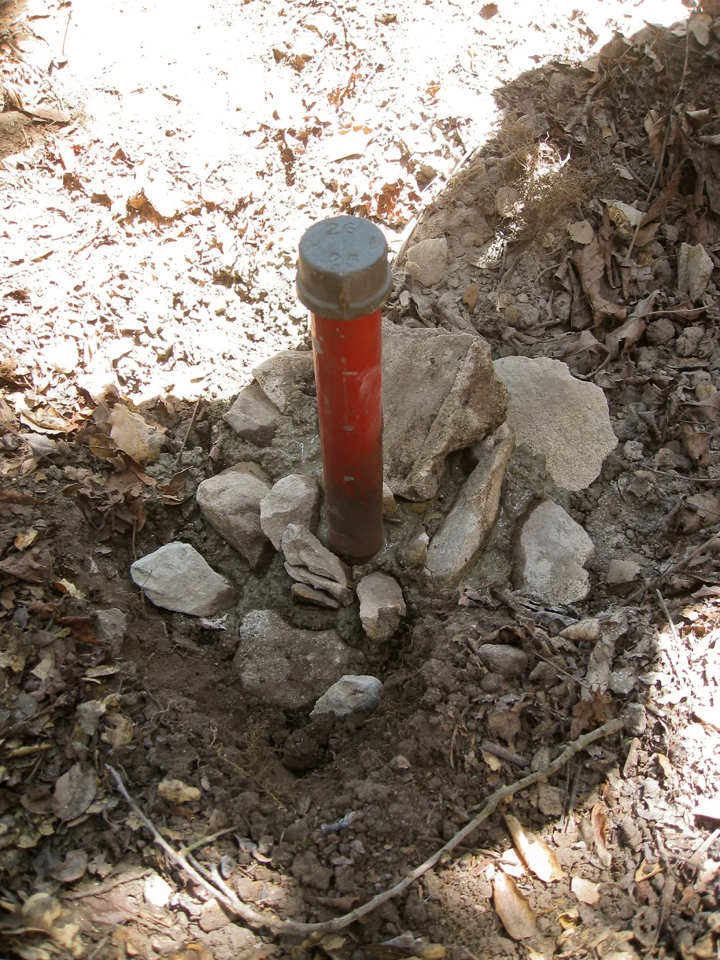 New grid marker set in concrete