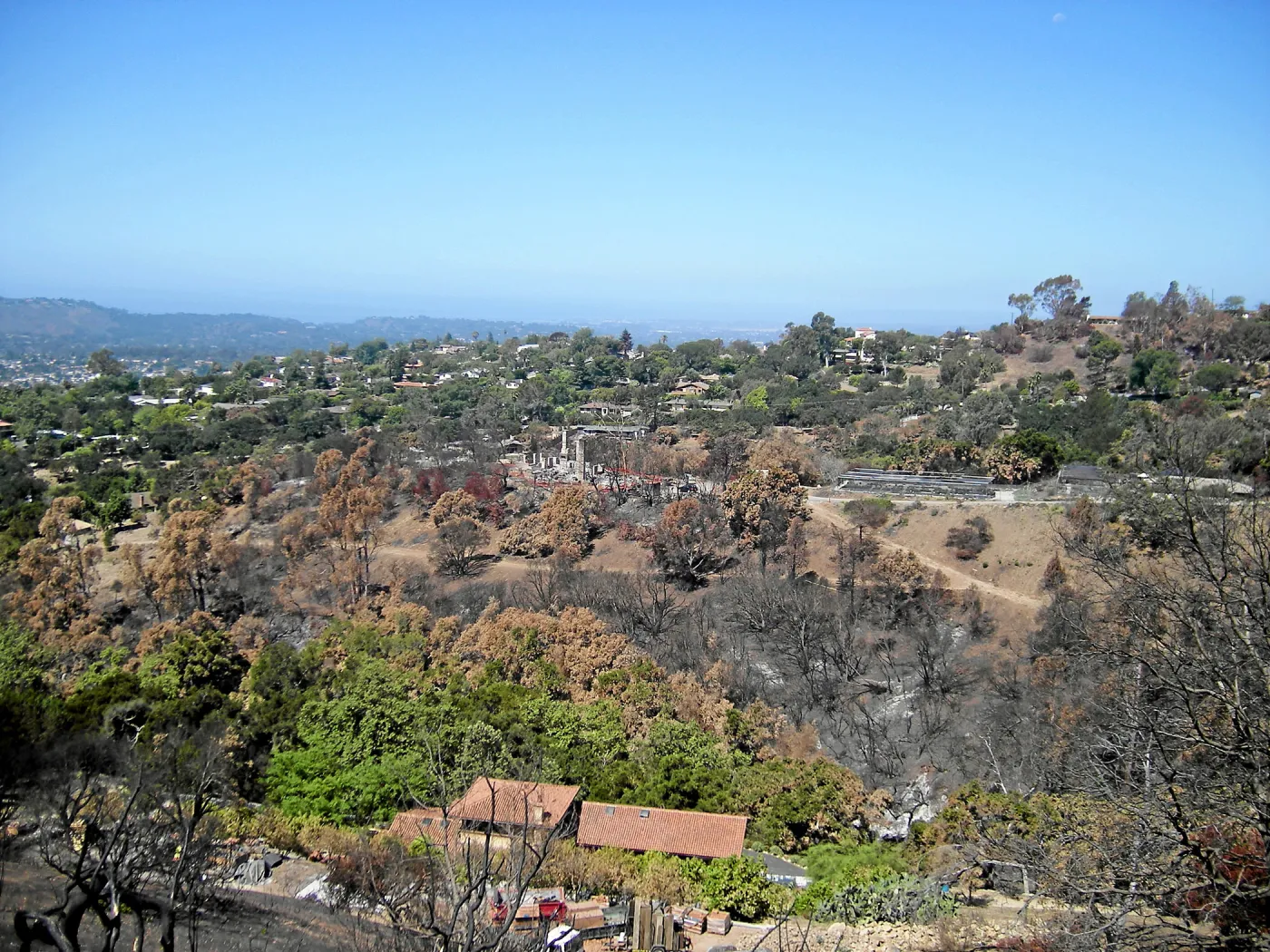 View of Jesusita Fire damage from Cavalli Ridge