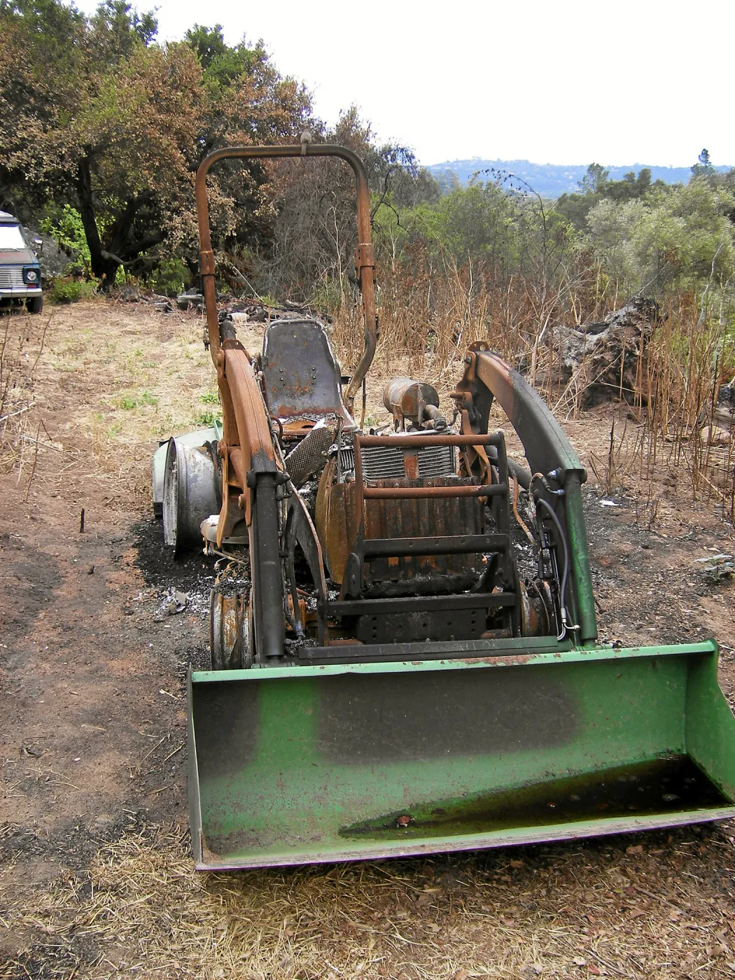 Fire damage to tractor