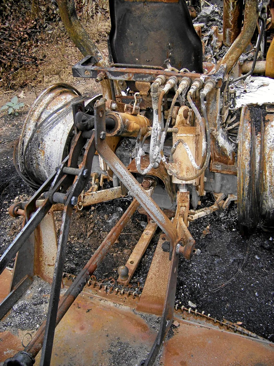 Fire damage to tractor