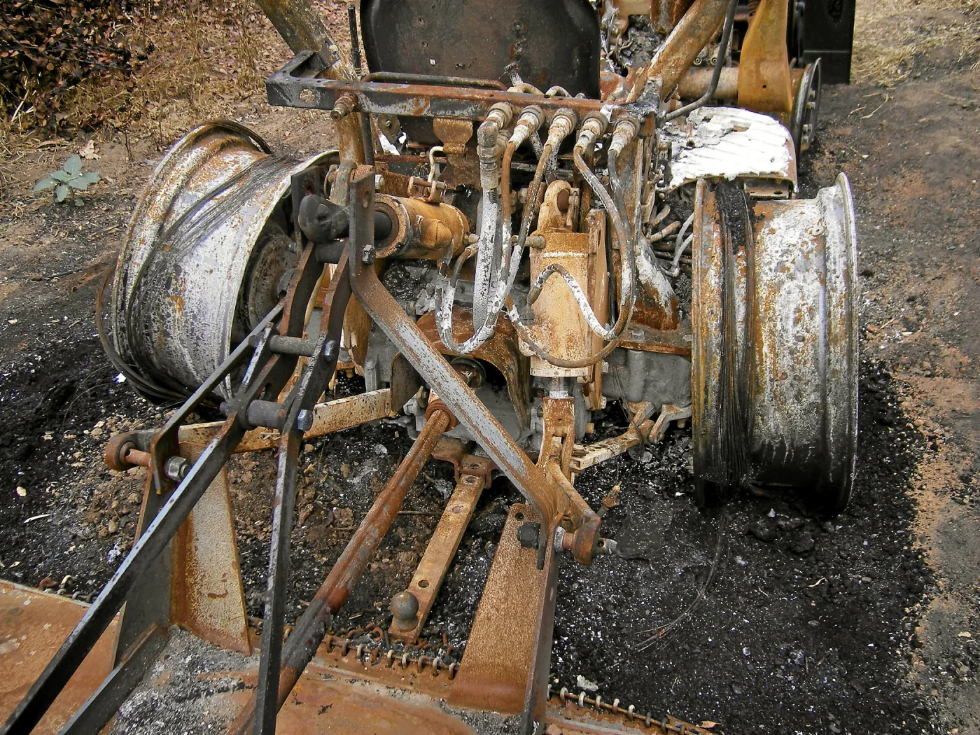 Fire damage to tractor