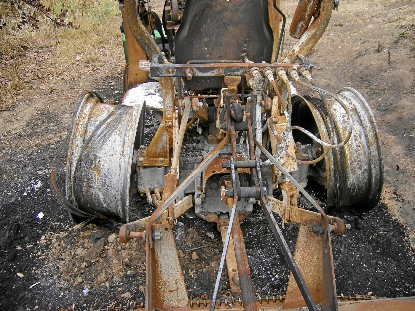 Fire damage to tractor