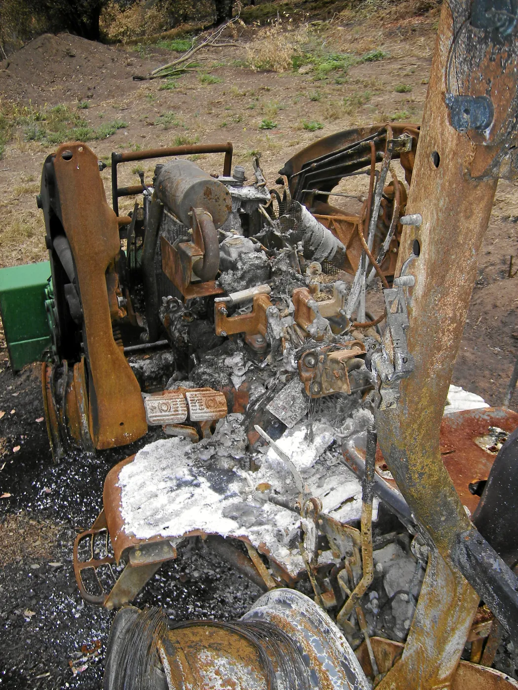 Fire damage to tractor