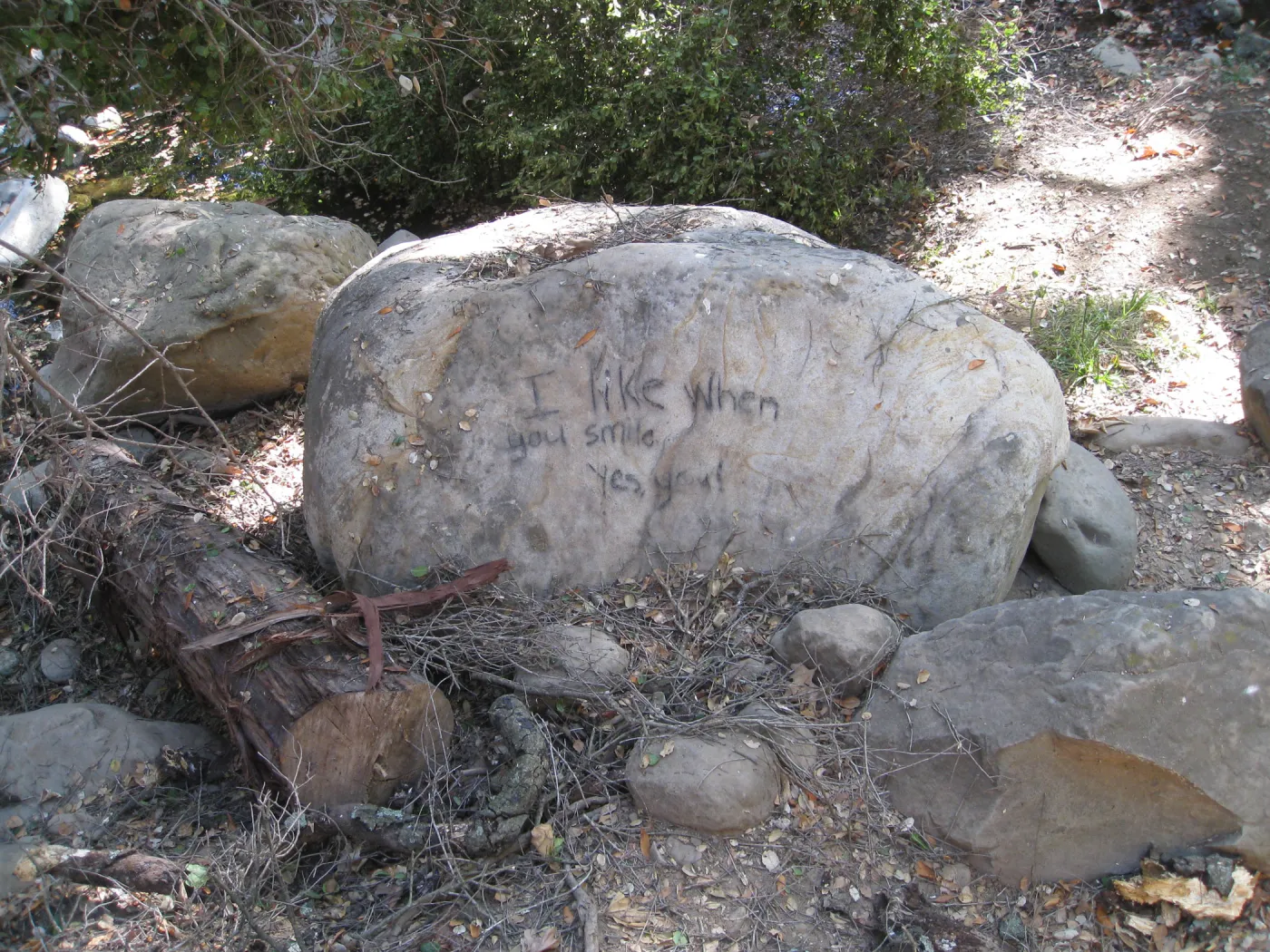 Grafitti on boulder in the Canyon