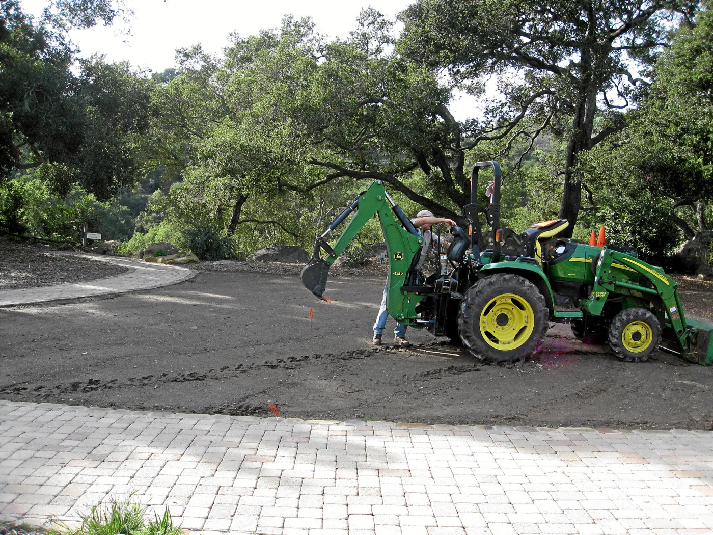 Dave Kershaw digging holes for new oak trees in the Meadow Oaks