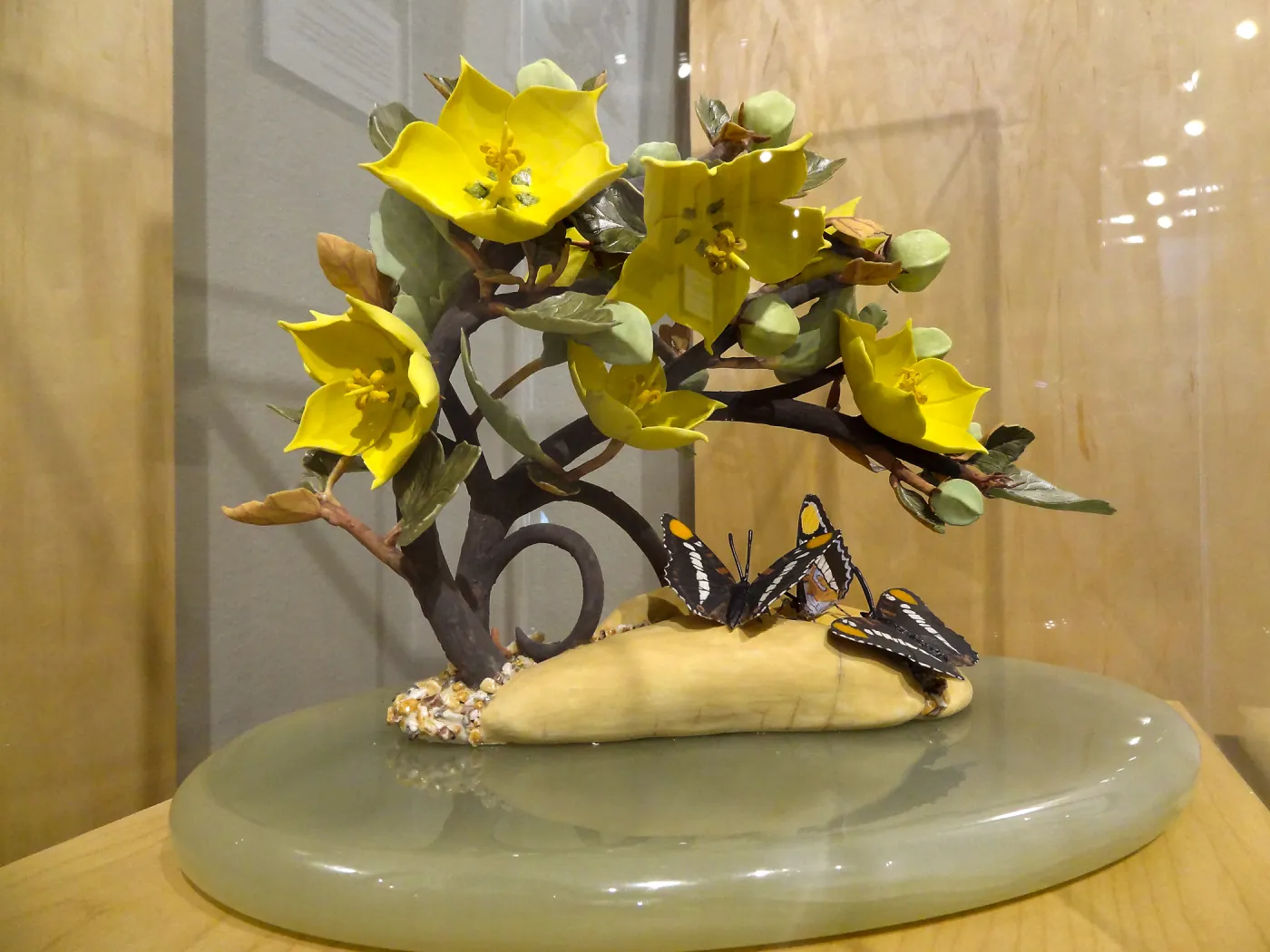 California Sisters and the Lure of Gold, Fremontodendron, porcelain sculpture, Patrick O'Hara exhibit at the Wildling Art Museum, SBBG Blaksley Library Special Collections, Art