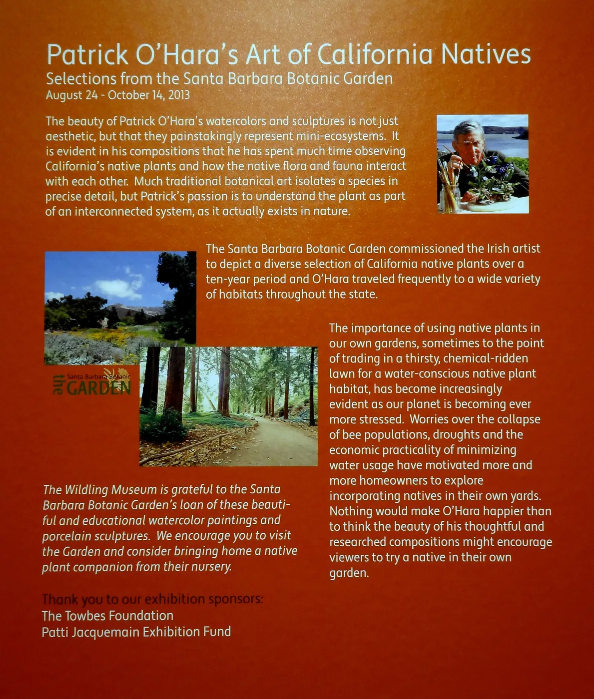 Patrick O'Hara exhibit at the Wildling Art Museum, SBBG Blaksley Library Special Collections, Art