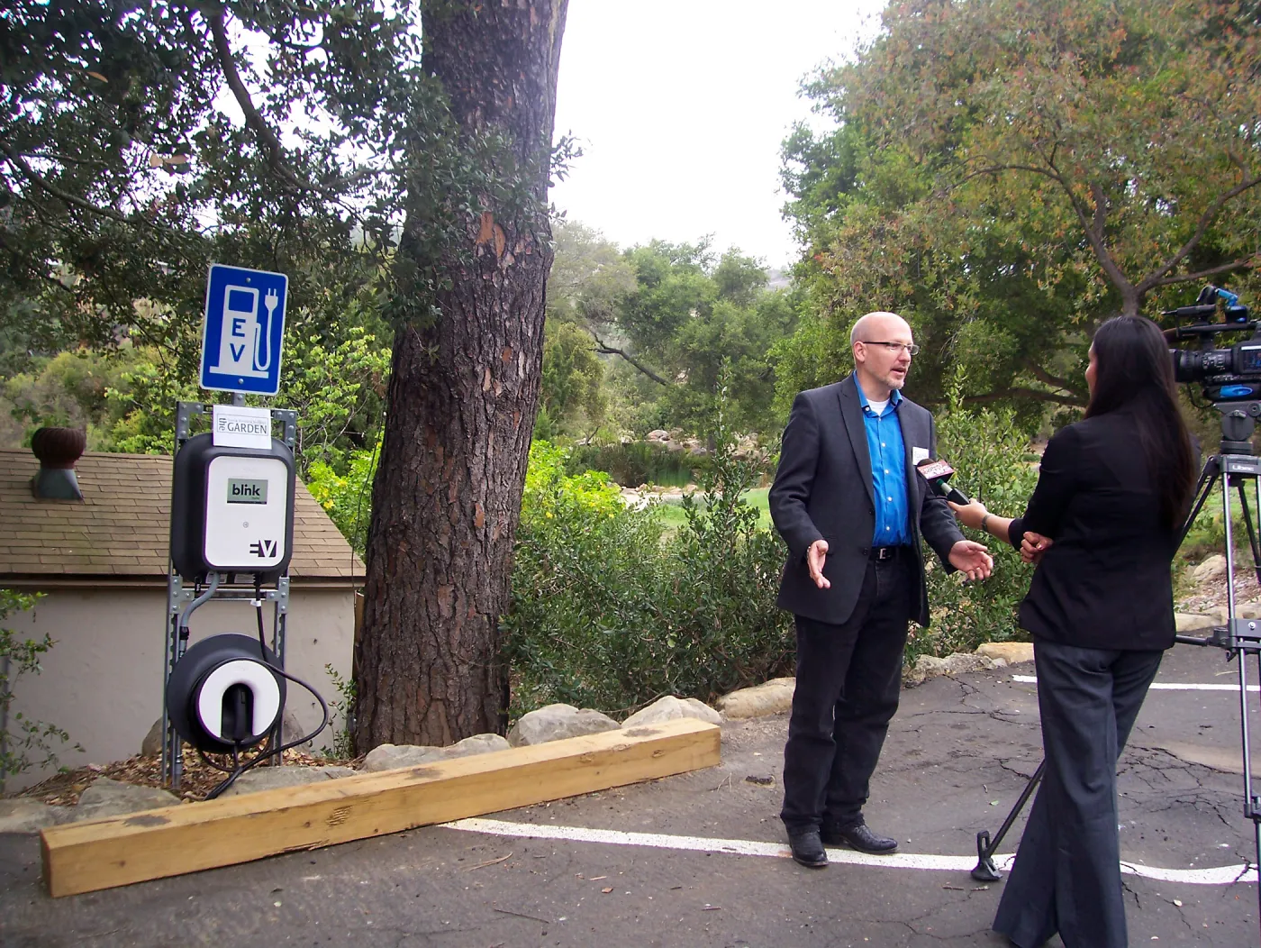 new EV Charging Station at SBBG, electric vehicle charging station, dedication, press interview