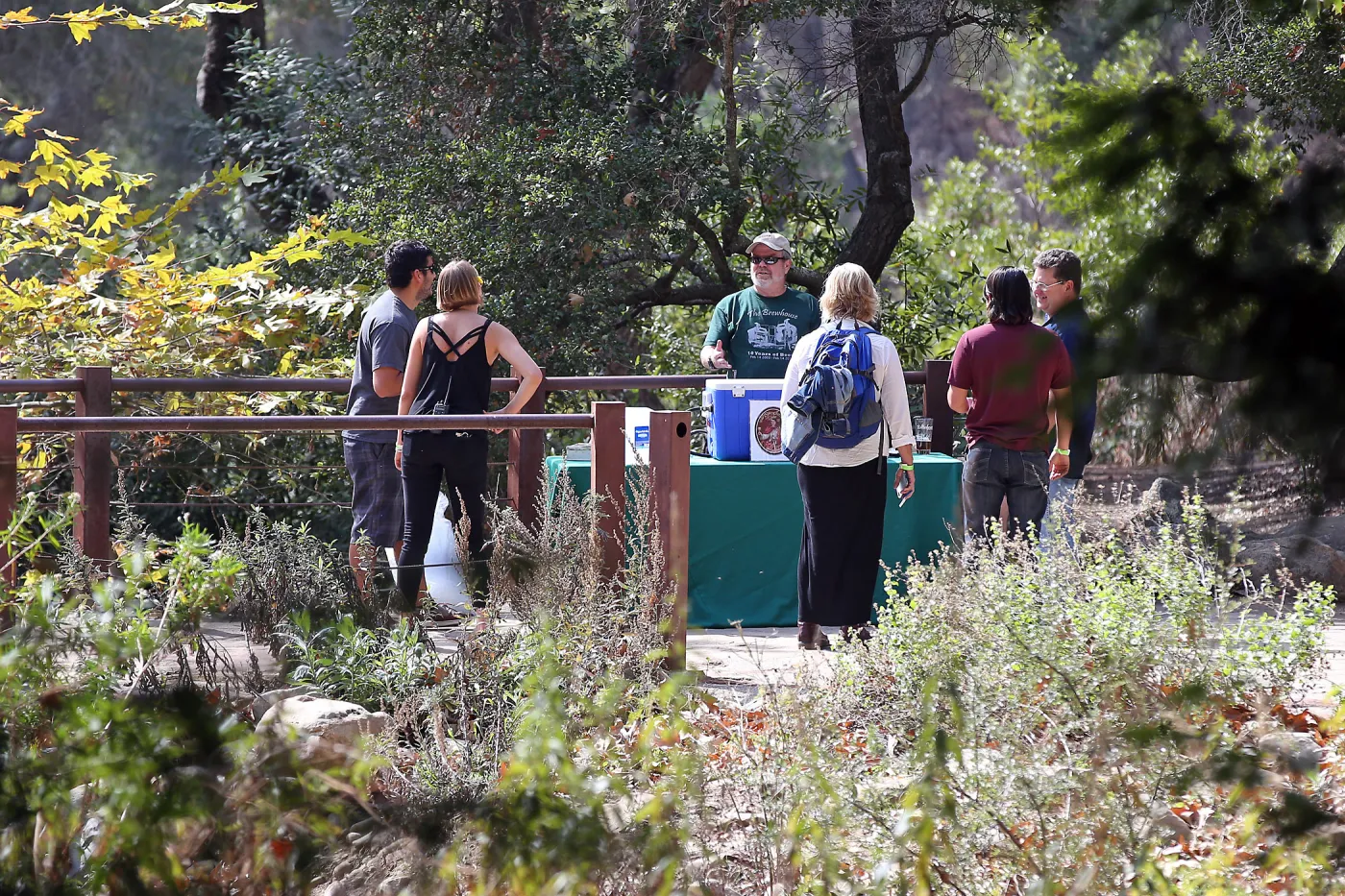 Santa Barbara Beer Garden Event, vendor table set up at the Campbell Bridge