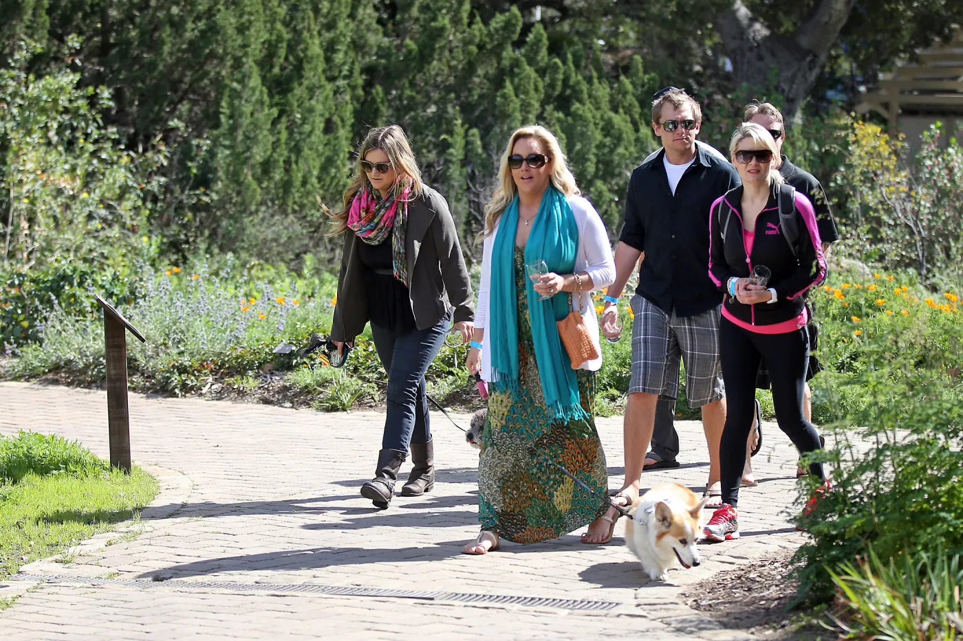 Santa Barbara Beer Garden Event, Robyn Parker and friends, dog on leash
