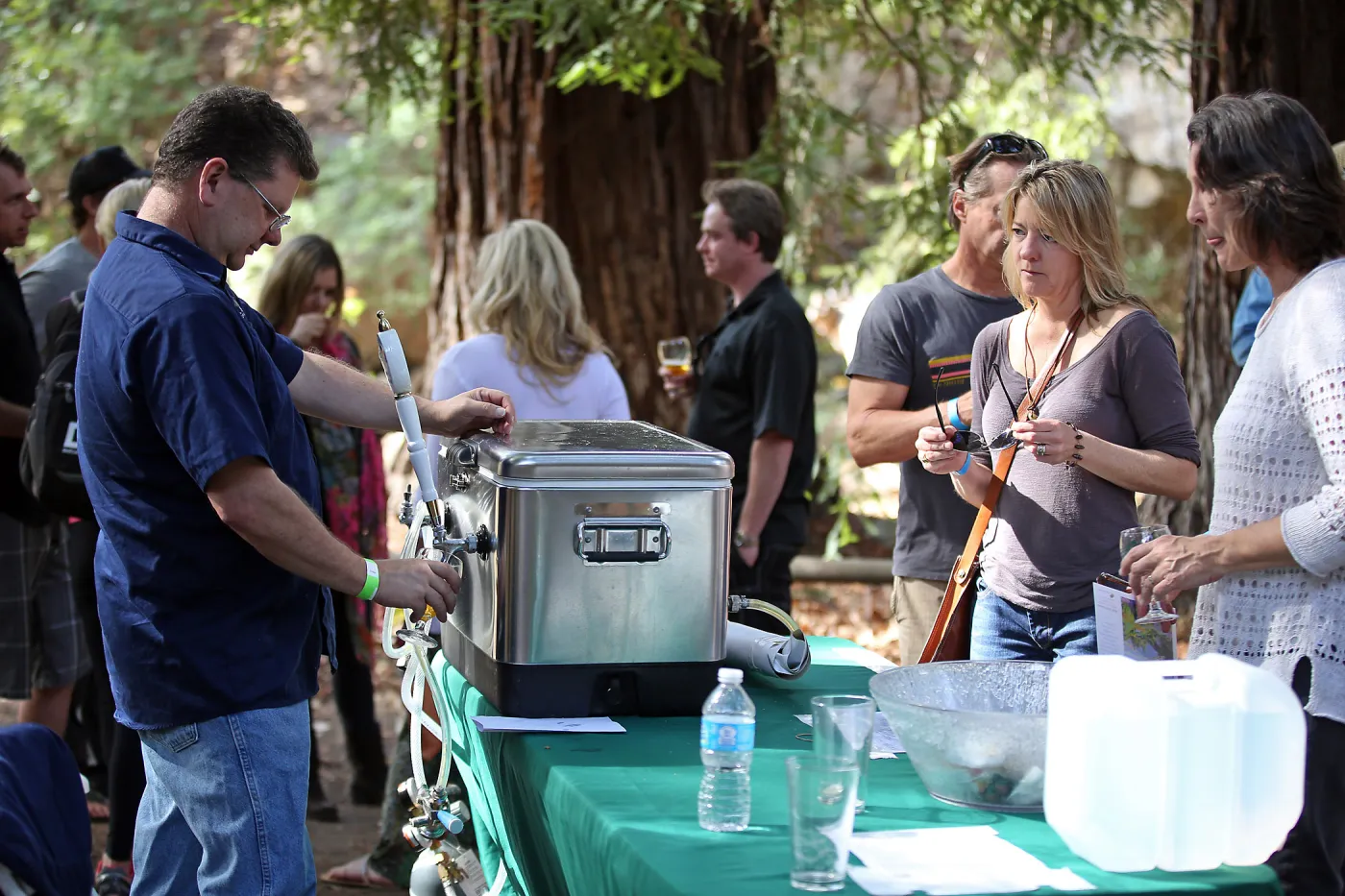 Santa Barbara Beer Garden Event, Kevin Pratt of Santa Barbara Brewing pouring