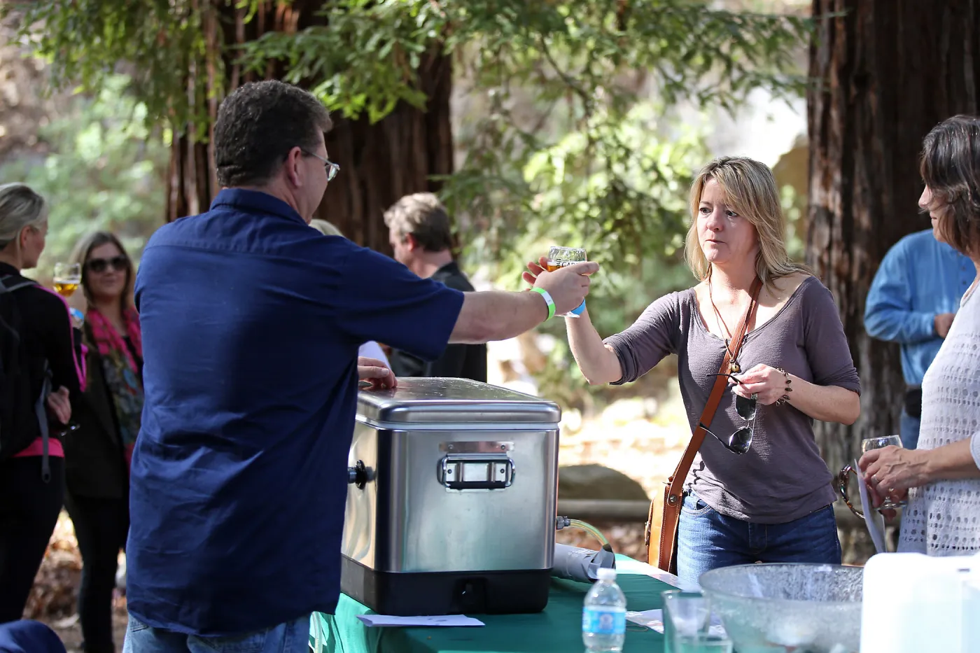 Santa Barbara Beer Garden Event, Kevin Pratt of Santa Barbara Brewing pouring