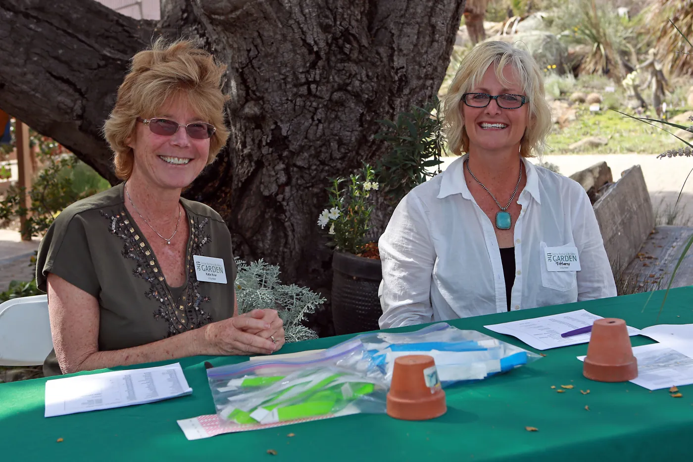 Santa Barbara Beer Garden Event, Katie Krier and Tiffany Smith taking registration