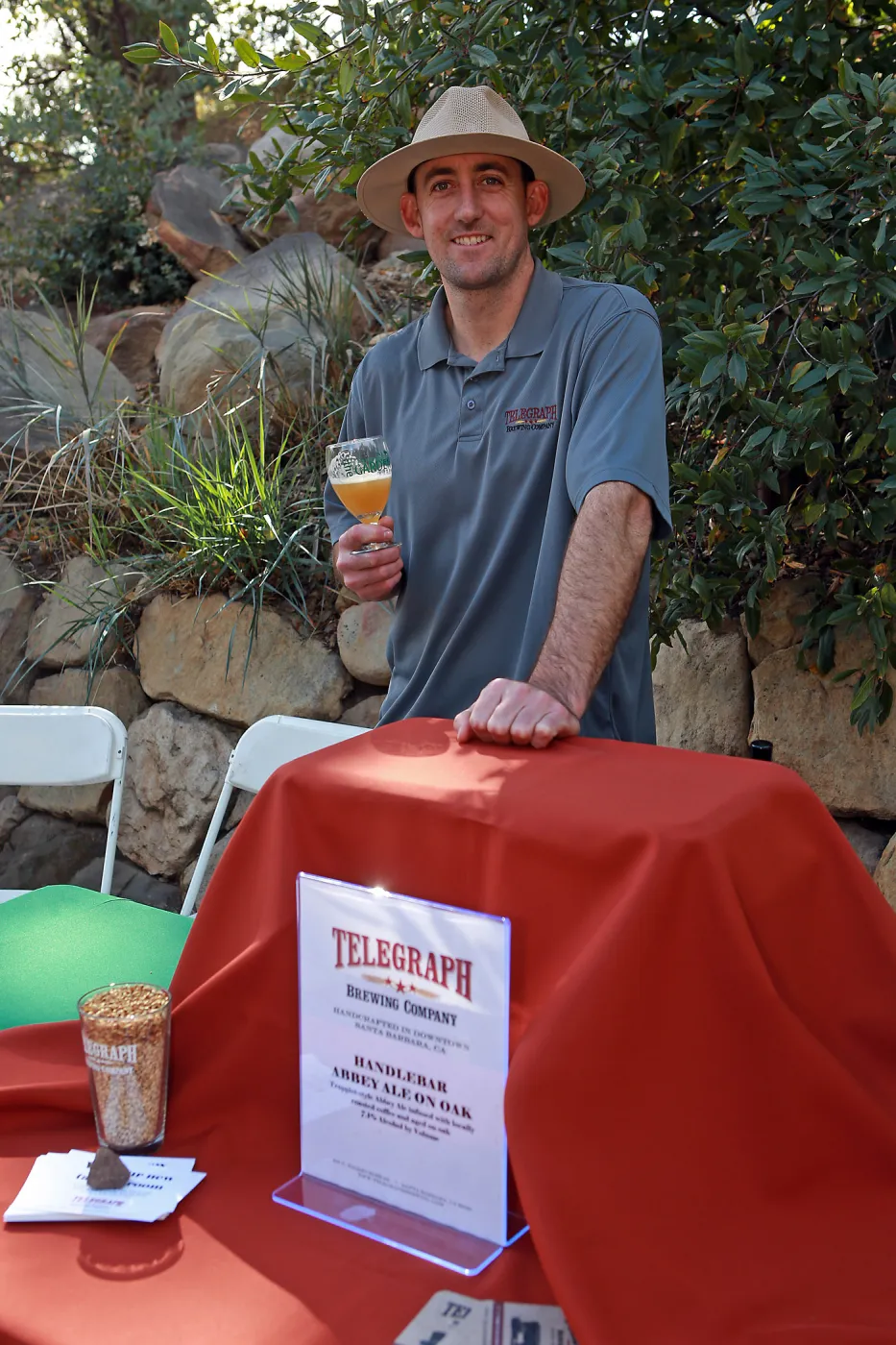 Santa Barbara Beer Garden Event, Scott Pouring Telegraph Beer