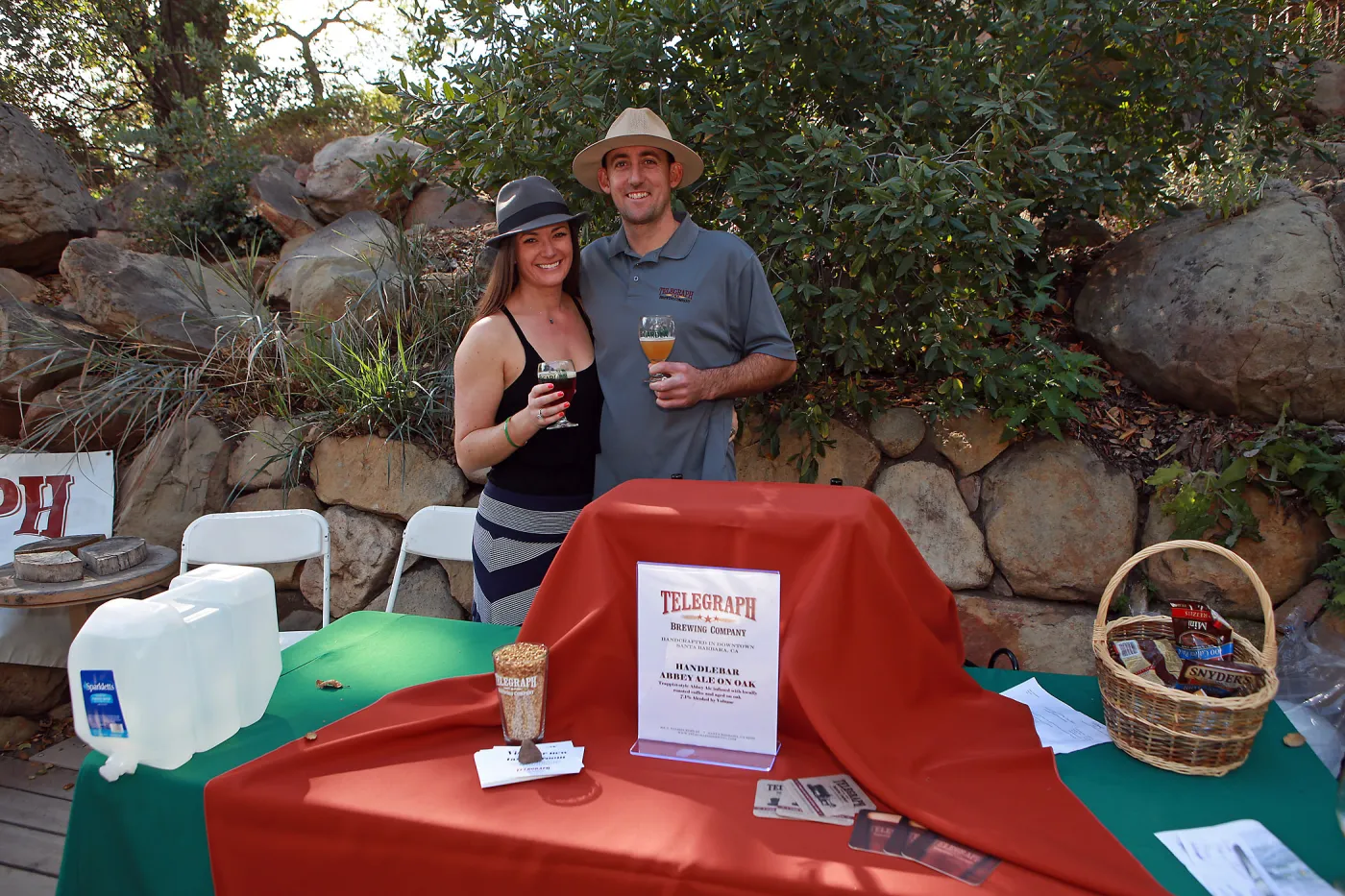 Santa Barbara Beer Garden Event, Scott and Molly pouring Telegraph Beer