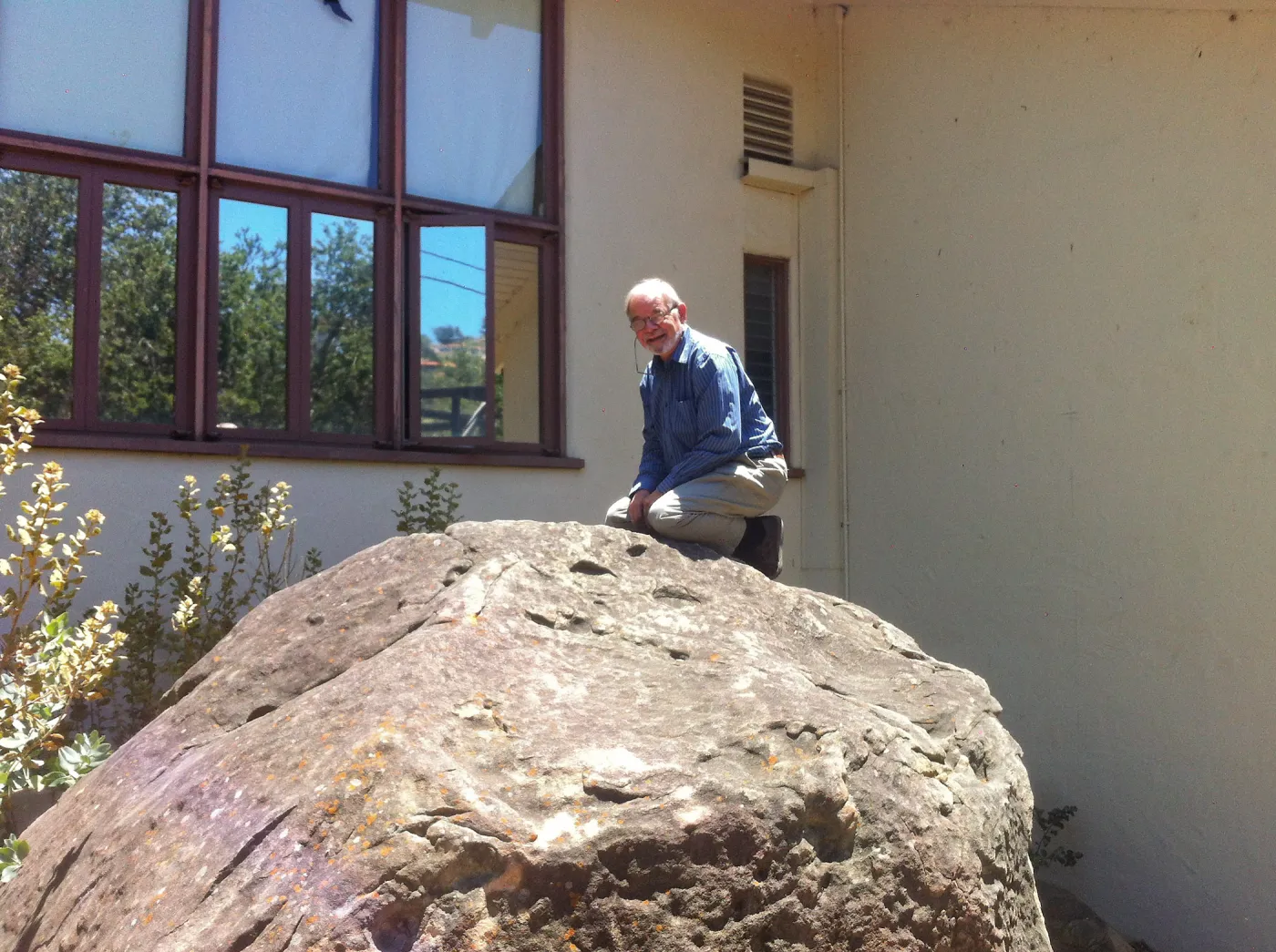 Dieter Wilken on Boulder Next to Herbarium