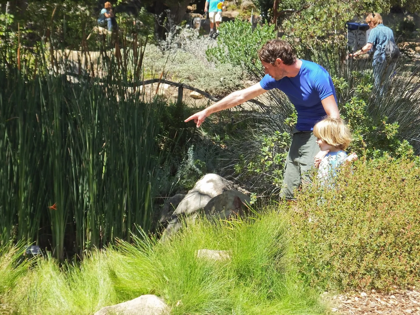 Trails n Tails 2014, father and son at pond