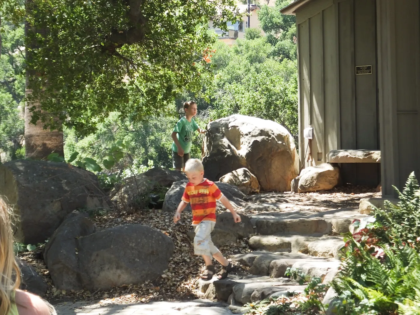 Trails n Tails 2014, boys playing near information kiosk
