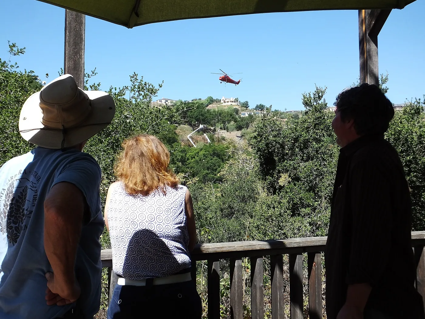 Sikorsky S-58T Screaming Mimi helicopter replacing utility pole in west Mission Canyon