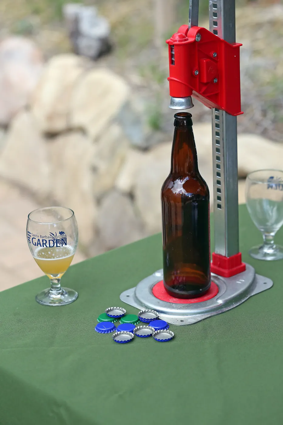 2015 Santa Barbara Beer Garden Event Glass(es), Carpinteria Homebrewers, bottle capper