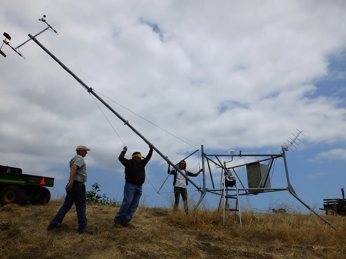 Raising mast after replacing wind sensors on the RAWS station