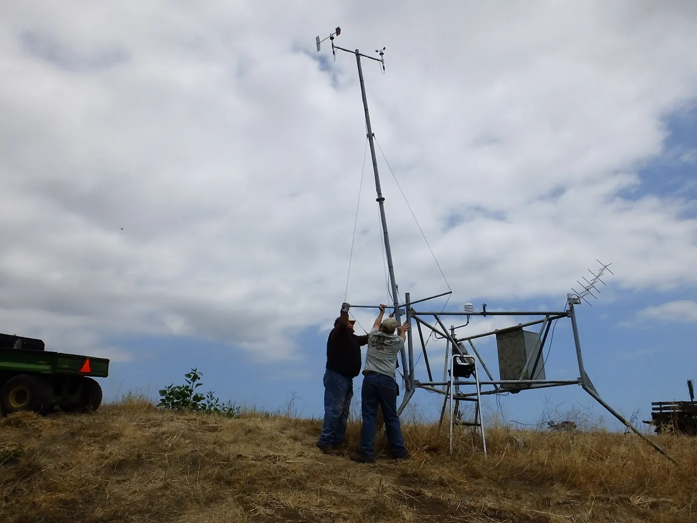 Raising mast after replacing wind sensors on the RAWS station