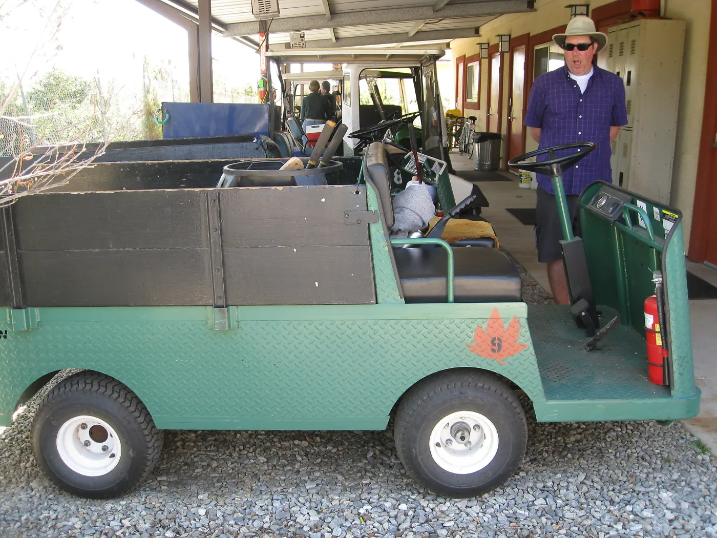 Rancho Santa Ana Botanic Garden, Bruce Reed, awed by the vehicles