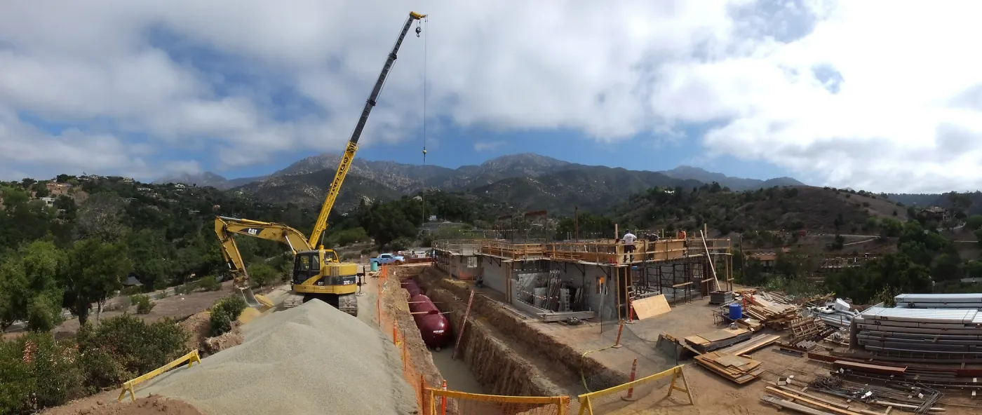 Pritzlaff Conservation Center Construction, Exterior looking northeast, Storm Water Detention Tank Installation