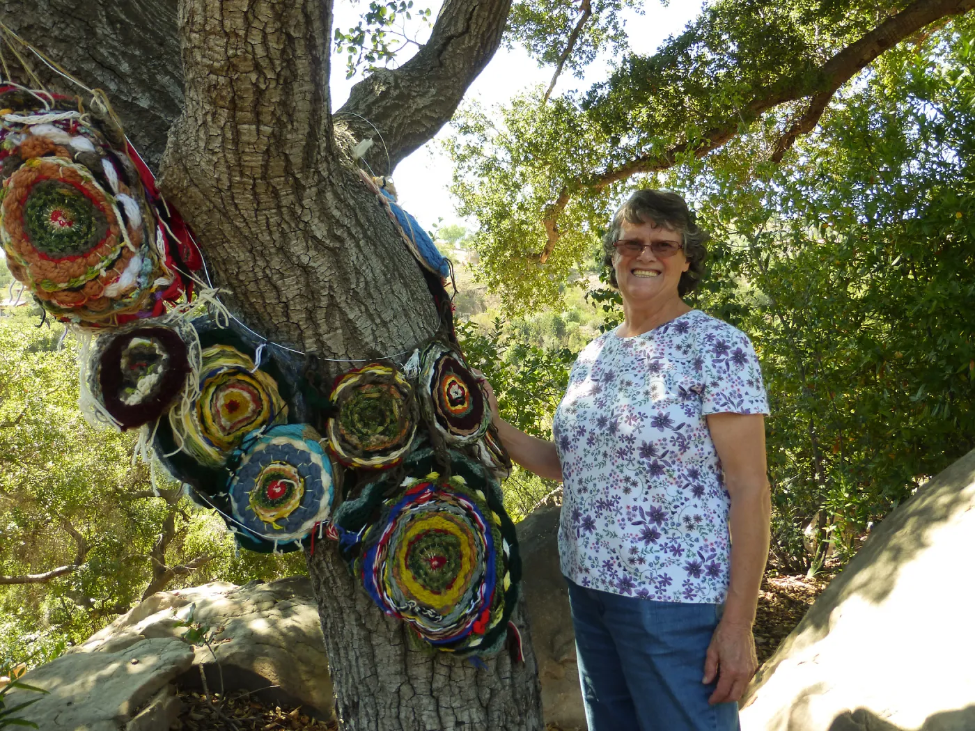 Dormant Dreams Yarn Blast Installation, Coast Oak Circles