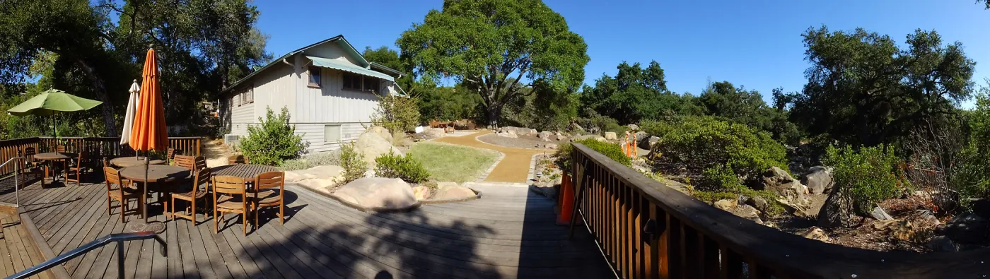 Home Demonstration Garden Renovation, view 26, panorama from deck