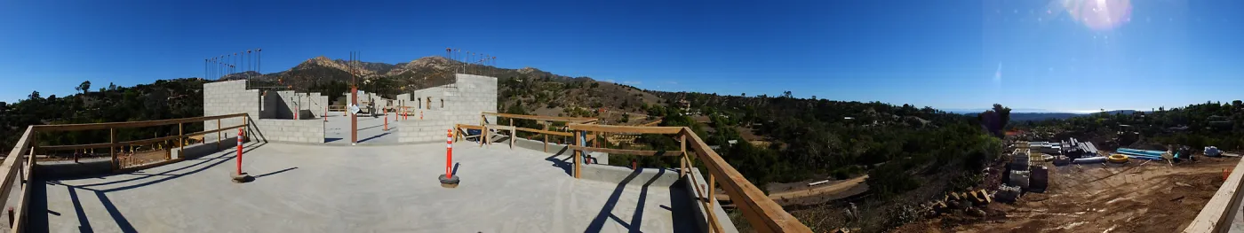 Pritzlaff Conservation Center Construction, panorama from south deck railing