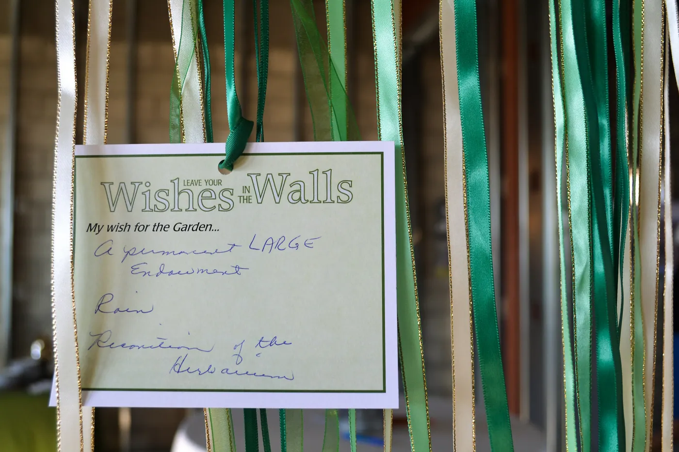 Pritzlaff Conservation Center, Wishes in the Walls event, Wishing Wall