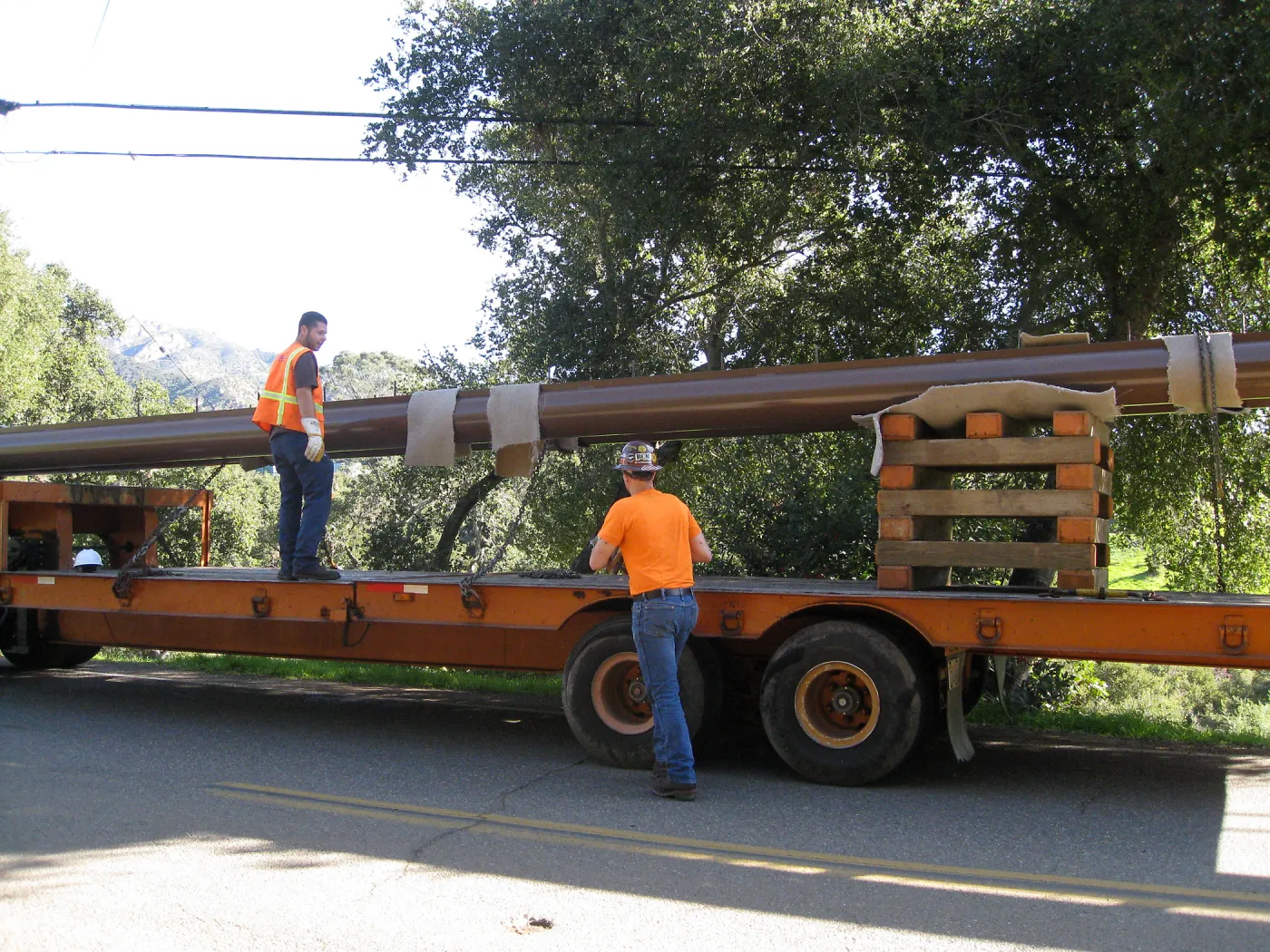 Bridge supports for Campbell Bridge being brought in on Tunnel Road