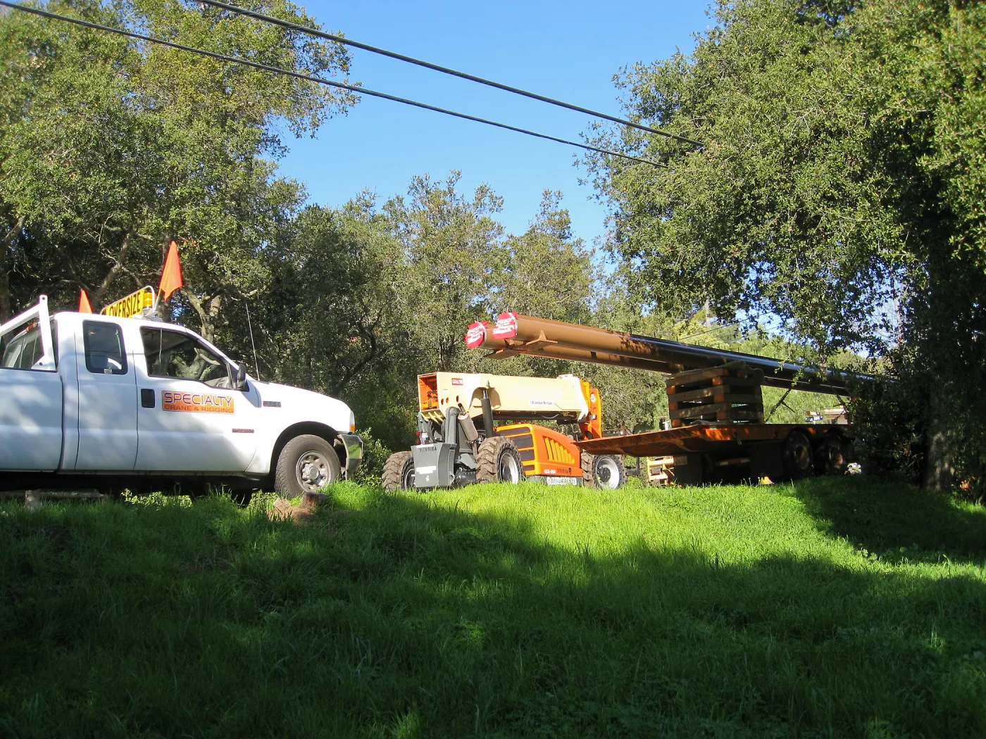 Bridge supports for Campbell Bridge being brought in on Tunnel Road