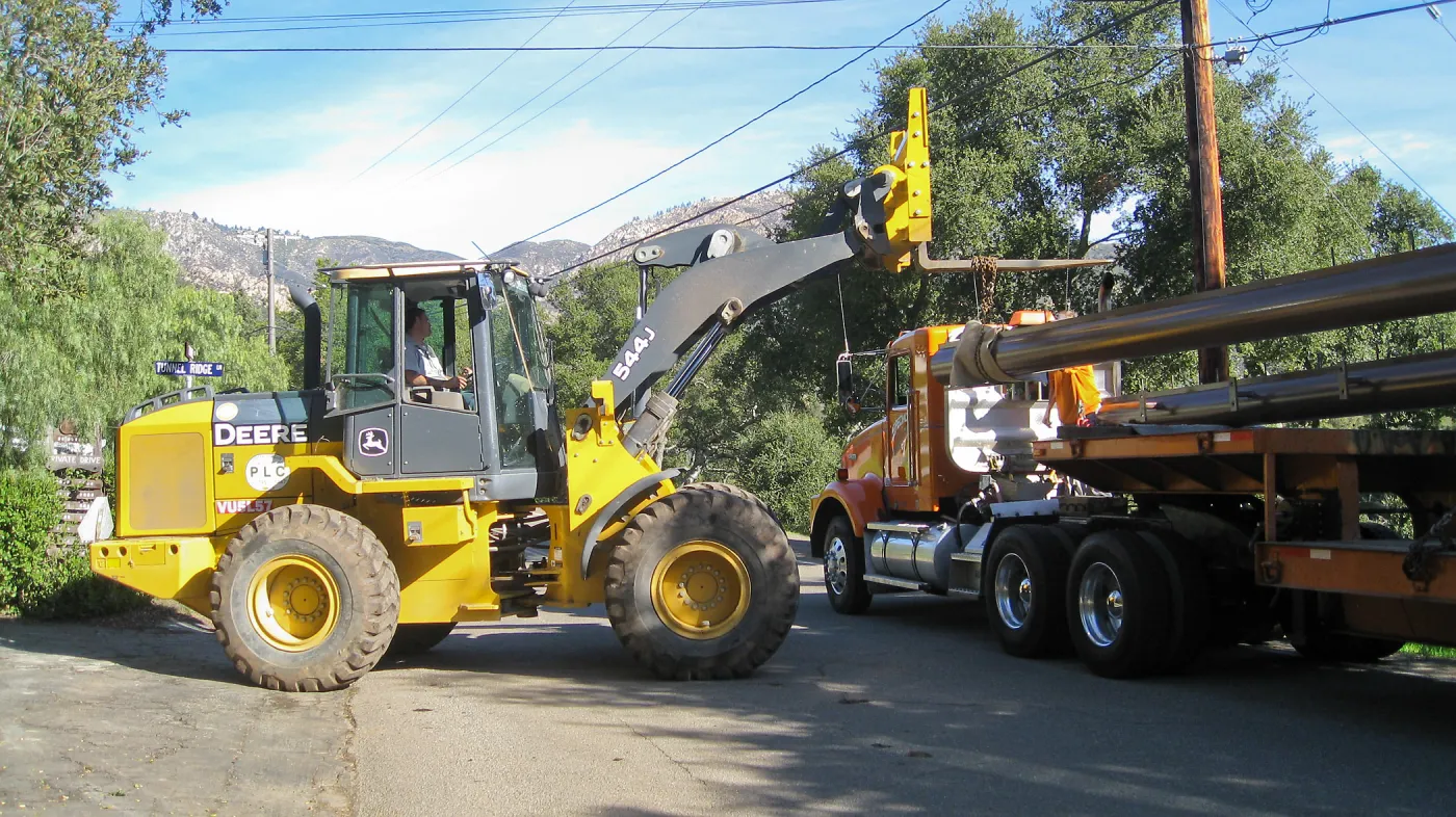 Bridge supports for Campbell Bridge being brought in on Tunnel Road