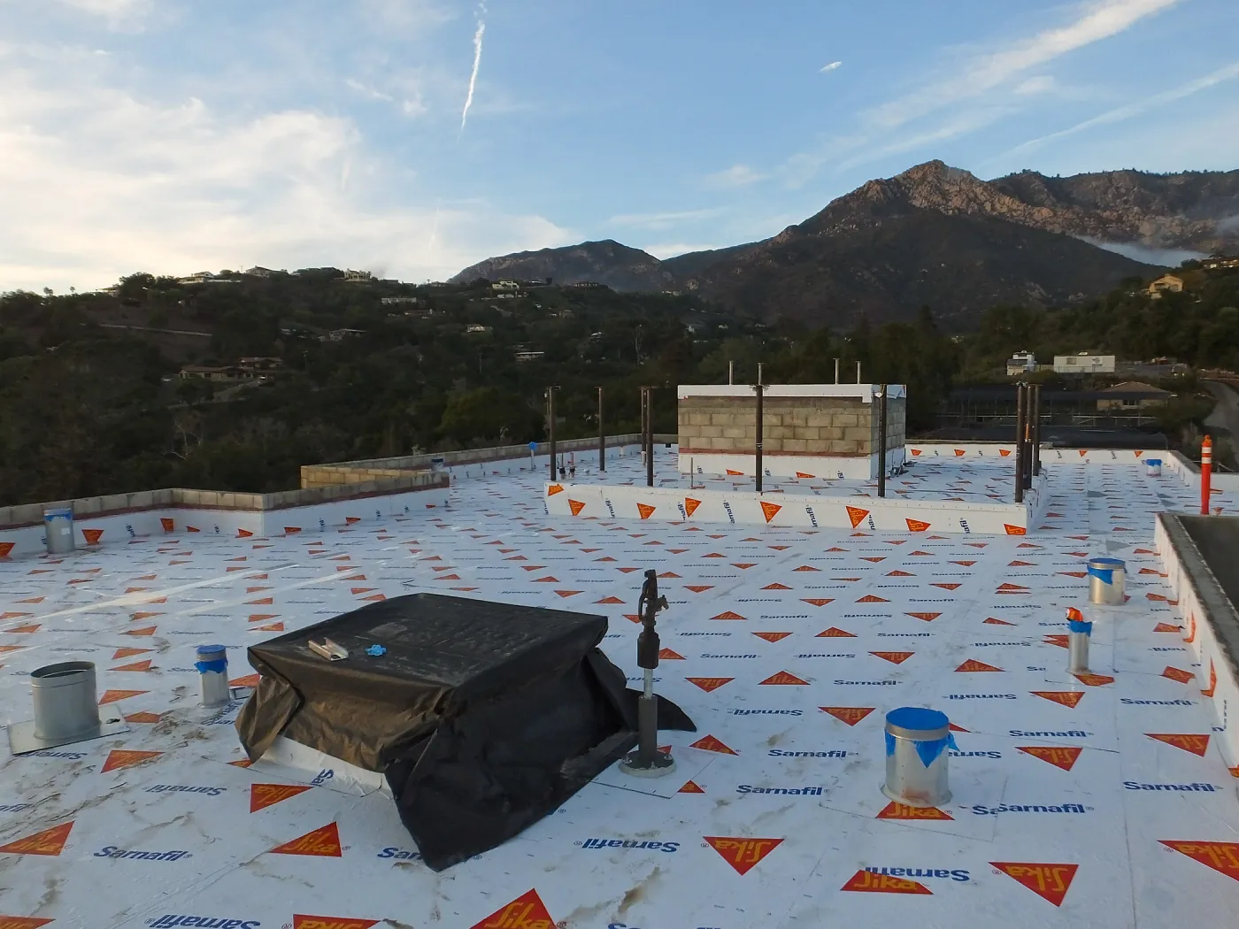 Pritzlaff Conservation Center Construction, looking northwest across roof, temporary waterproofing