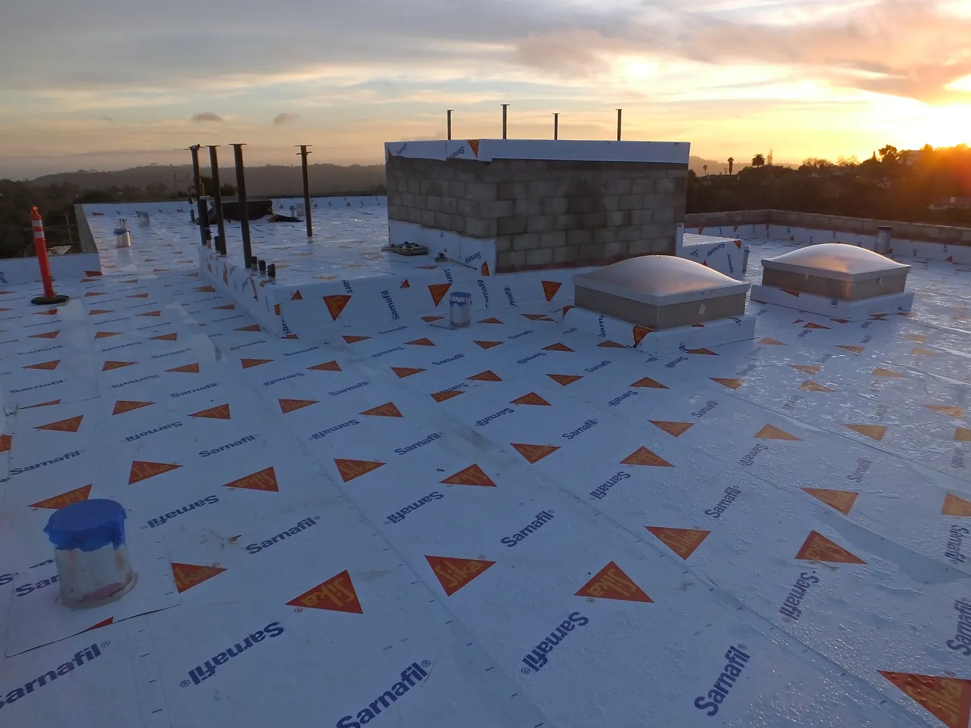 Pritzlaff Conservation Center Construction, looking southwest across roof, temporary waterproofing