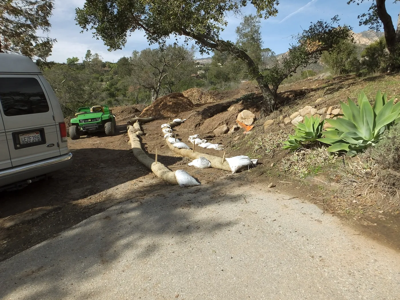 Sandbags at Hansen site to controll storm runoff
