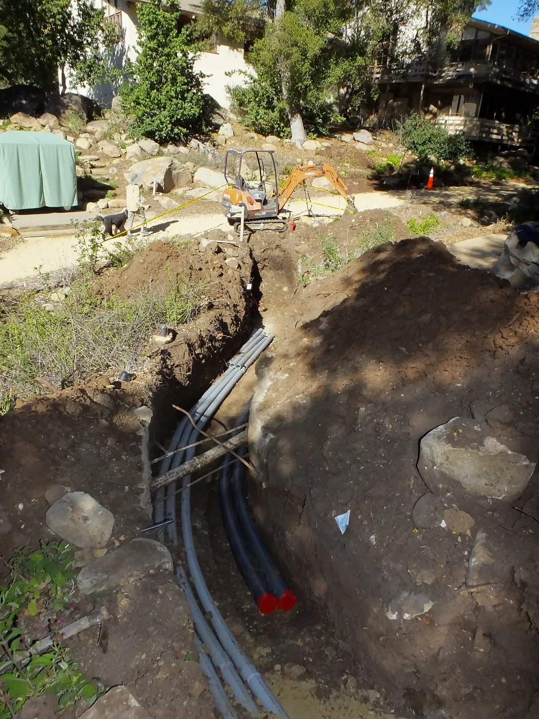 Power and data conduit being installed in the Arroyo Section