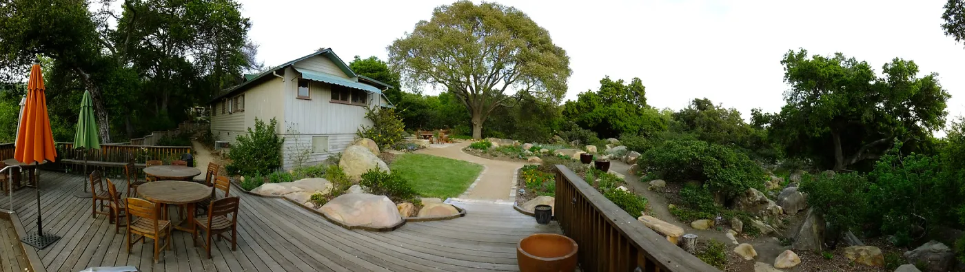 Home Demonstration Garden Renovation, view 26, panorama from deck